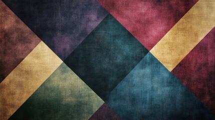 Abstract geometric design showcases colorful fabric patterns and textures