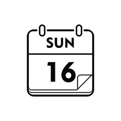 calender icon, 16 sunday icon with white background
