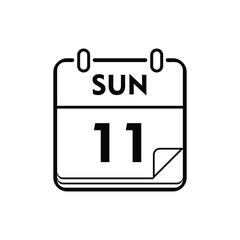 calender icon, 11 sunday icon with white background