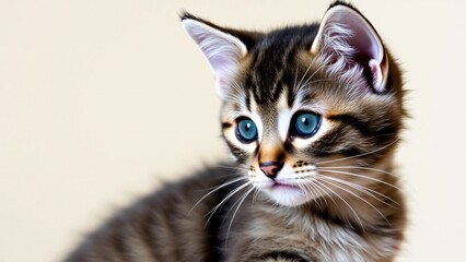 Obraz premium Adorable Tabby Kitten with Striking Blue Eyes
