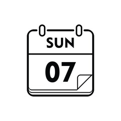 calender icon, 07 sunday icon with white background