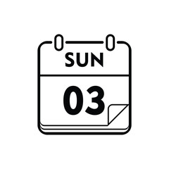 calender icon, 03 sunday icon with white background