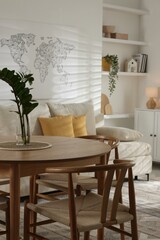 Beautiful furniture and decor in cozy living room. Interior design