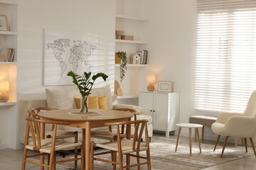 Beautiful furniture and decor in cozy living room. Interior design