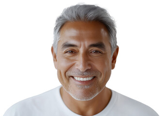 Smiling Senior Man with Gray Hair and Healthy Skin