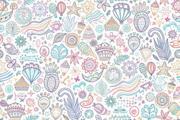 Pastel floral, whimsical pattern, seamless, background