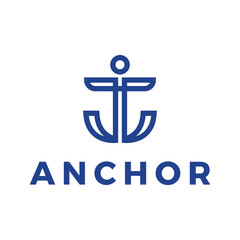 anchor flat minimalist logo design