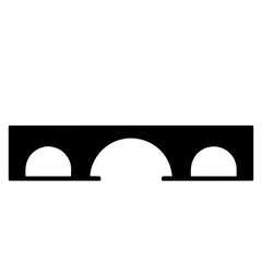 Minimalist black silhouette of an arch bridge on a white background