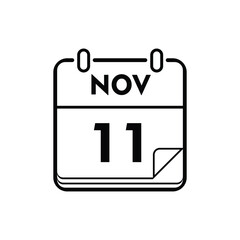 calender icon, 11 november icon with white background