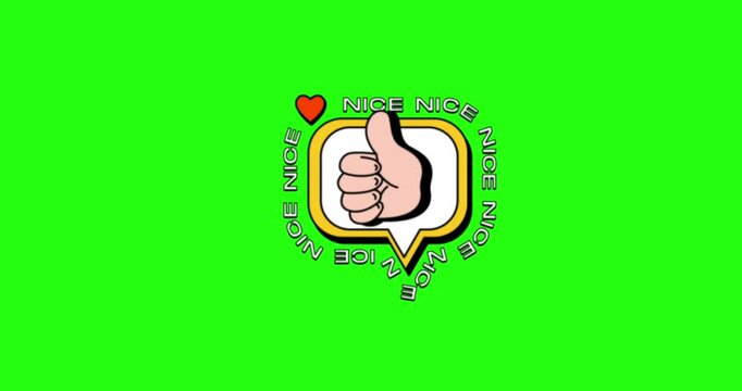 thumbs up green screen with love circled with nice writing