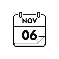 calender icon, 06 november icon with white background