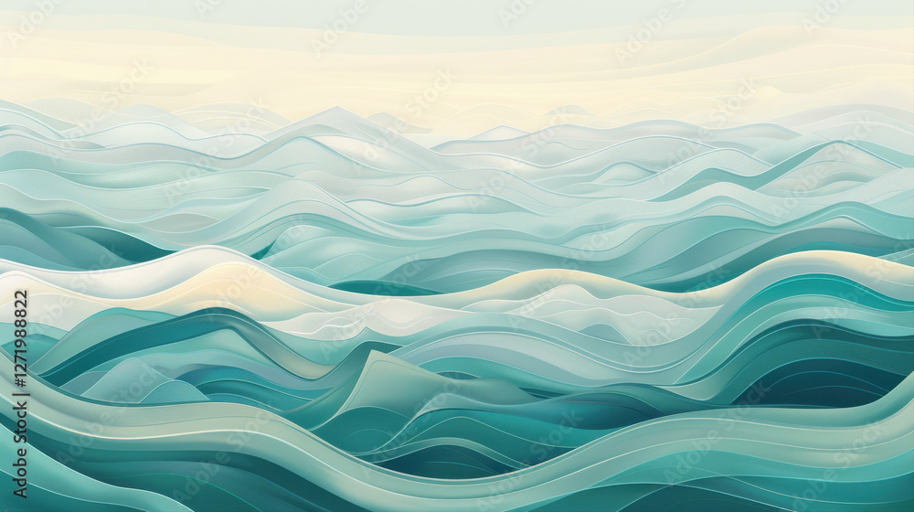 Poster calming aqua background with subtle waves, creating serene atmosphere