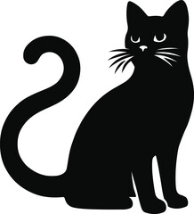 cat black silheourtte vector