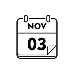calender icon, 03 november icon with white background