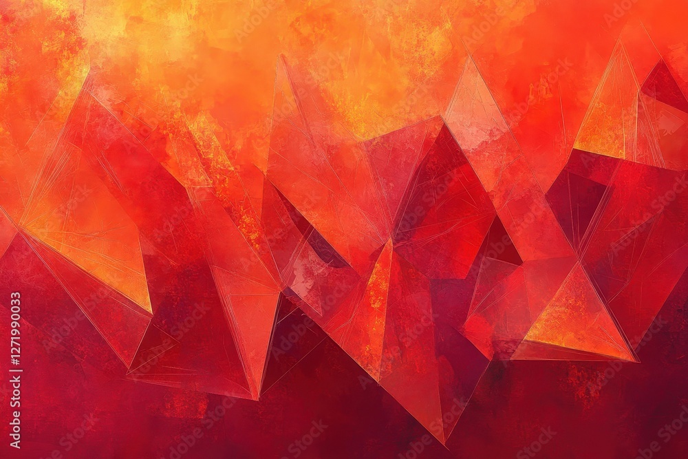 Aufkleber abstract red and orange geometric shapes create a dynamic composition