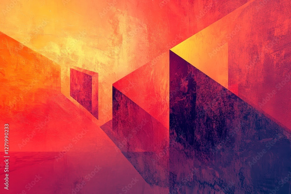 Aufkleber geometric shapes with textures create a vibrant abstract composition