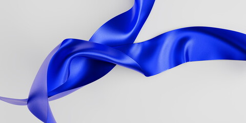 blue Satin Ribbon isolated on white background. 