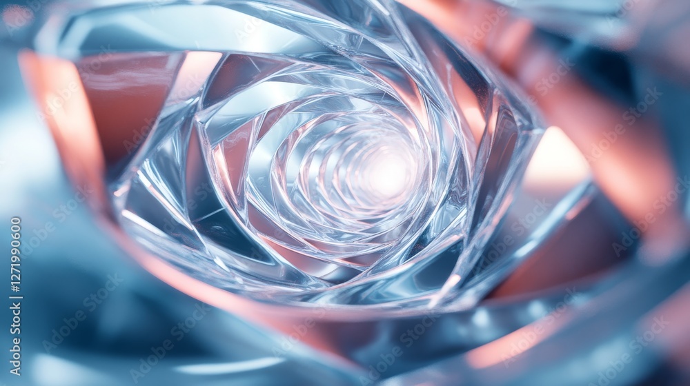 Poster abstract crystal structure spiraling inward with a light source