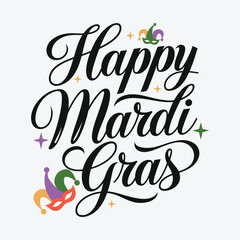 Happy Mardi Gras typography Design| Calligraphy Mardi Gras Celebration Party Vector illustration