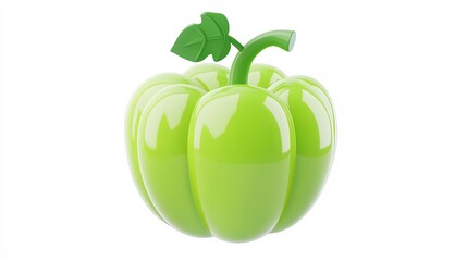 Fresh green bell pepper with vibrant color and glossy surface