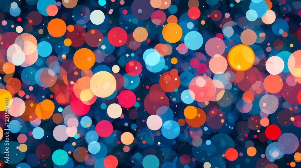 Poster Abstract composition with overlapping colorful translucent circles of varying sizes