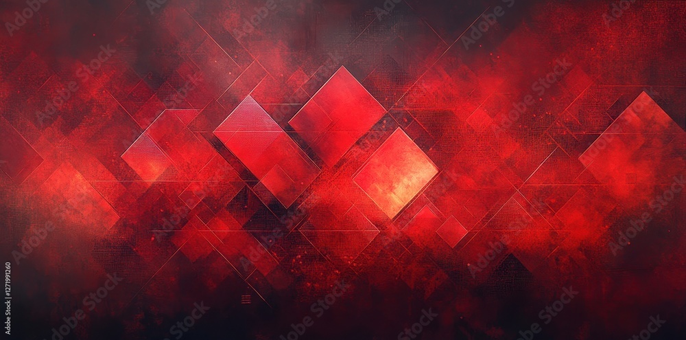 Aufkleber abstract geometric design features interconnected red squares and triangles