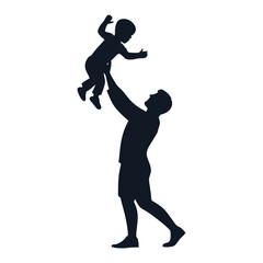 Silhouette of Father Lifting Child Heartwarming Family Moment