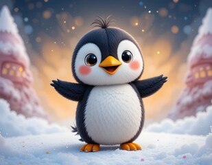 Fototapeta premium Portrait of a penguin with beautiful background.