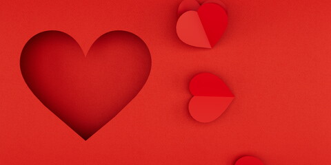  Red Heart Cutout with Layered Red Hearts on Textured Background
