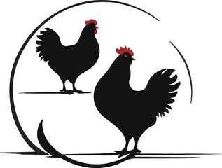 Silhouette Hen vector design, Hen logo and icon Design, Hen Illustration vector design