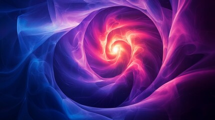 Abstract swirling vortex of vibrant colors emanating from a bright core