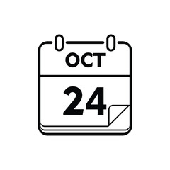 calender icon, 24 october icon with white background