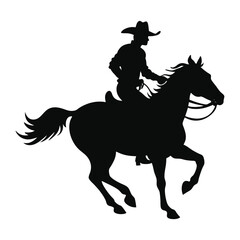 silhouette of a Cowboy Rider on Horse Silhouette Isolated Vector Designhorse