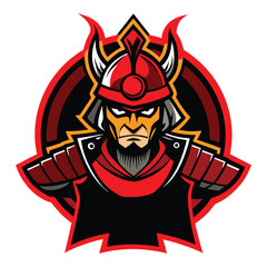 a striking and bold logo of a samurai represent in vector design