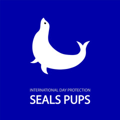 Seals pups protection international day, vector art illustration.