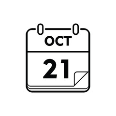 calender icon, 21 october icon with white background