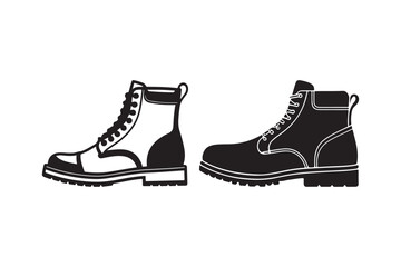 Men's Boots Silhouette and Outline Clipart Set for Digital and Print Designs