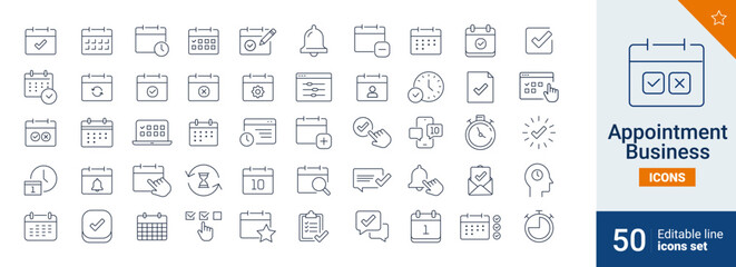 Appointment icons Pixel perfect. Time, day, check, ....	
