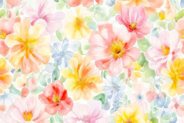 Obraz premium Floral pattern in watercolor technique in pastel colors, which will fit into your design projects.