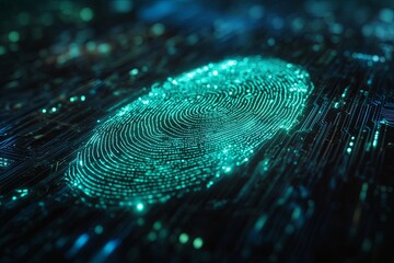 Digital fingerprint on circuit board - advanced technology and security concept