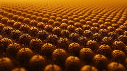Obraz premium Golden textured spheres in a field.