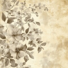 Elegant sepia toned floral design features delicate flowers and foliage