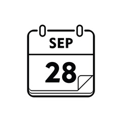 calender icon, 28 september icon with white background