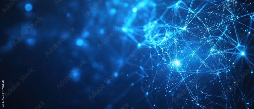 Aufkleber abstract blue network connection dots and lines plexus technology background digital, communication,