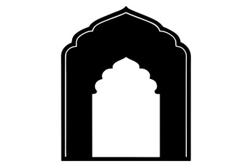 Fototapeta premium Traditional Indian Mughal door silhouette on white background