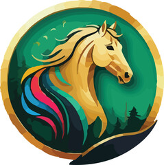 Horse Illustration vector design, Horse logo and icon Design, Colorful Horse vector design