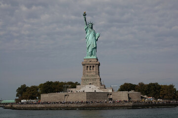 Fototapeta premium A view of the Statue of Liberty from a ferry boat.