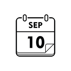 calender icon, 10 september icon with white background