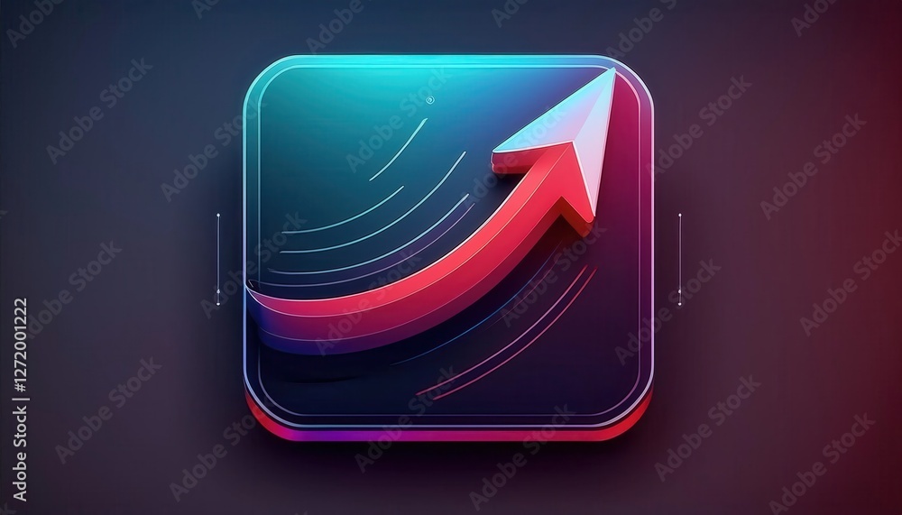 Poster sleek and modern app icon design showcasing learning and progress with dynamic arrow symbol