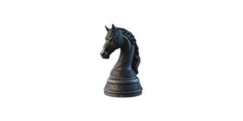 Intricate horse chess knight piece isolated on transparent background